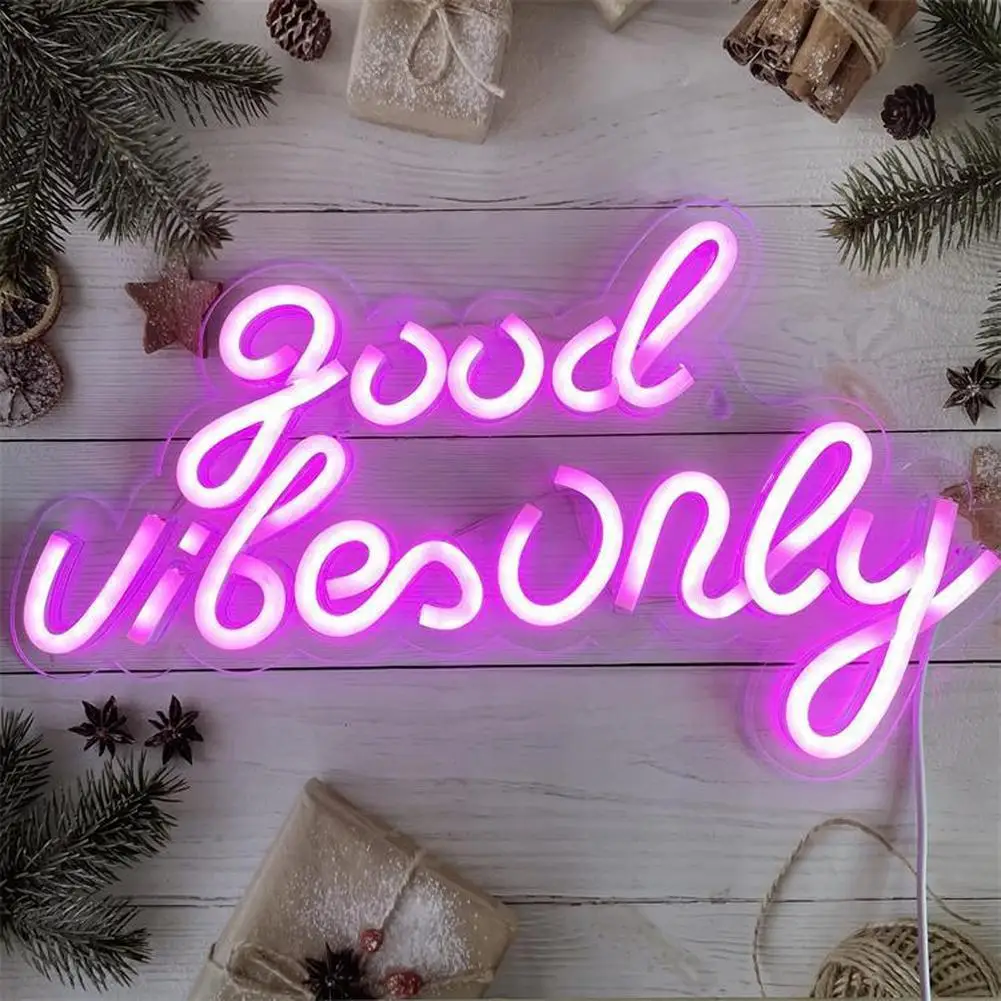 

Good Vibes Only Neon Signs Decor Light Lamp Bedroom Beer Bar Pub Party Hotel Game Room Wall Art Christmas Decor