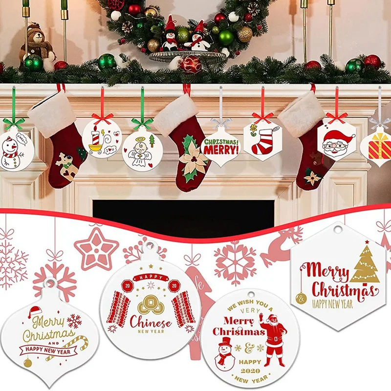 50 шт. 3-дюймовая белая пустая акриловая рождественская лента легкие