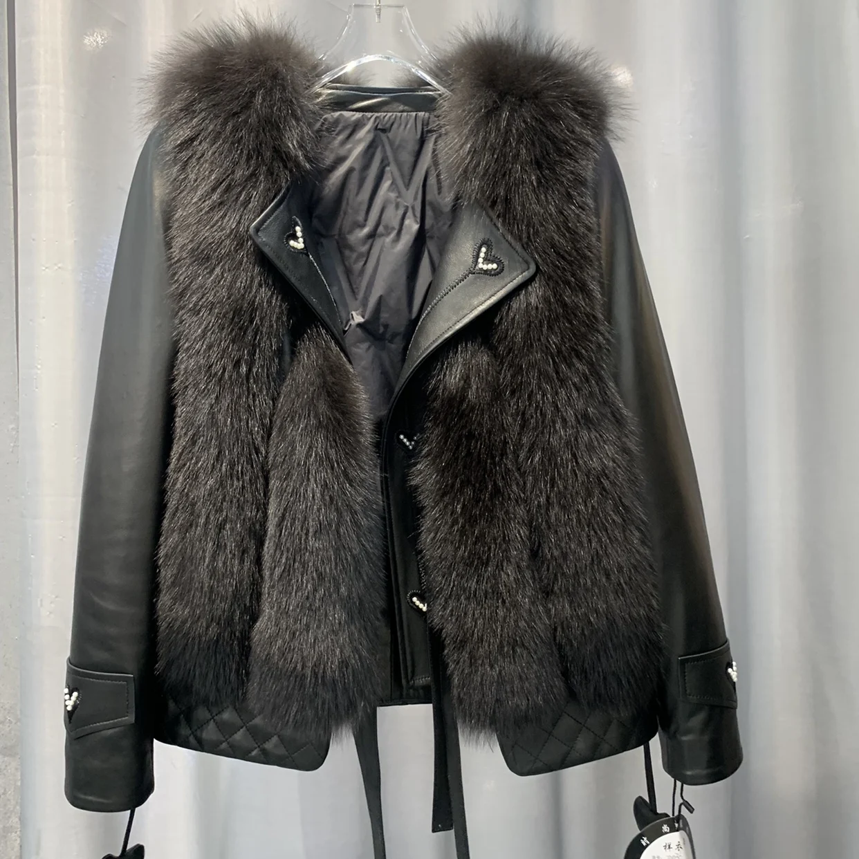 Purple Genuine Sheepskin Fox Fur Goose Down Liner Jacket Female 2022 New Suit Collar Fur Integrated Leather Coats for Winter