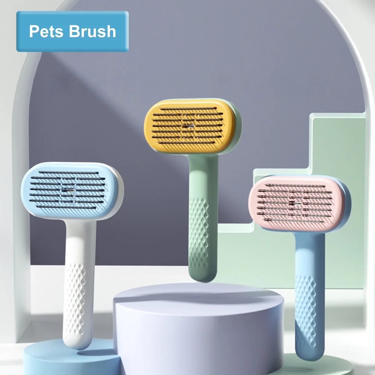 

Щетка для груминга кошек, многоразовая самоочищающаяся Расческа для груминга кошек и собак, удаление и уход за питомцами