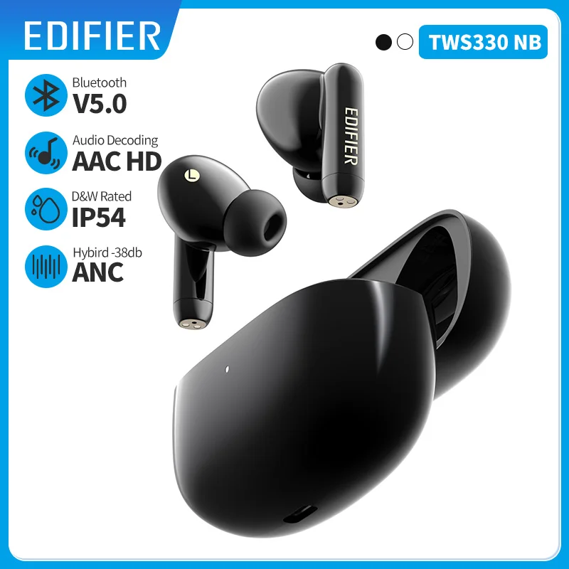 

EDIFIER TWS330NB Hybrid ANC TWS Wireless Earphones Bluetooth Headphone Bluetooth 5.0 Quick Charge AI Phone Call Noise Cancelling