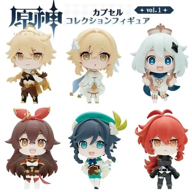 

6pcs/set Genshin Impact Anime Figure Klee/Paimon/Barbatos/Aether/Diluc Ragnvindr/Amber Action Figure Collection Model Doll Toys