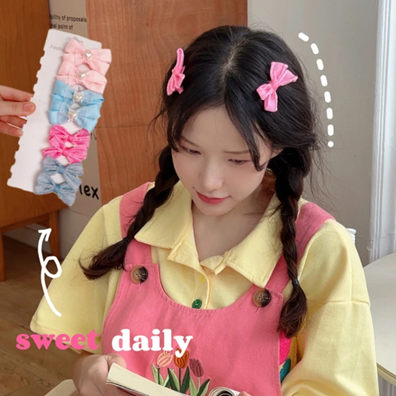 

2Pcs/Set Cute Sweet Bow Headgear Little Girl Hair Accessories Summer Girls Net Red Clips Baby Hairpins Children Hair Clips Gifts