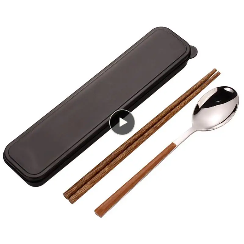 

One-person Chopsticks Portable Dinnerware Portable Students Tableware Three-piece Set Stainless Steel Chopsticks Spoon Set