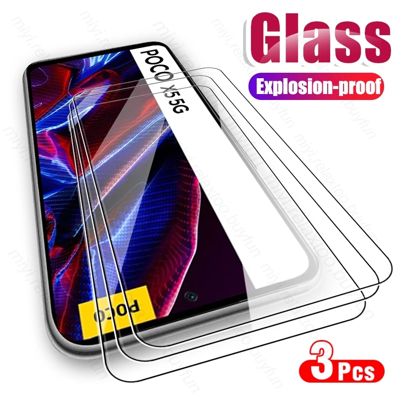 

3PCS Tempered Glass Cover For Poco X5 5G Screen Protectors Explosion-Proof HD Film PocoX5 Poko Little X 5 5X 22111317PG 6.67"
