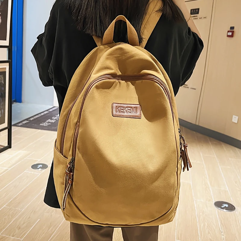 

Модный однотонный женский рюкзак, Ретро сумка для студентов колледжа, школьные ранцы на плечо для девочек-подростков, рюкзаки для ноутбука