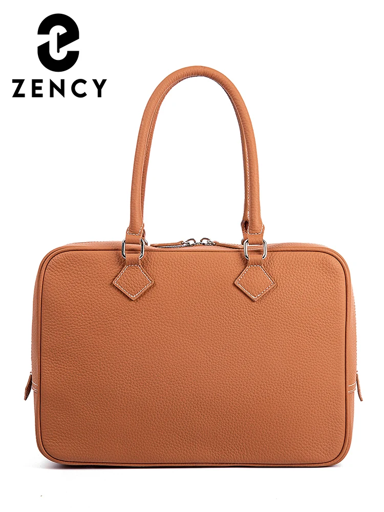 Zency Women's Genuine Leather Bag Luxury Brand Business Handbag Female Simple Briefcases Travel Office Top-handle A4 Work Bags