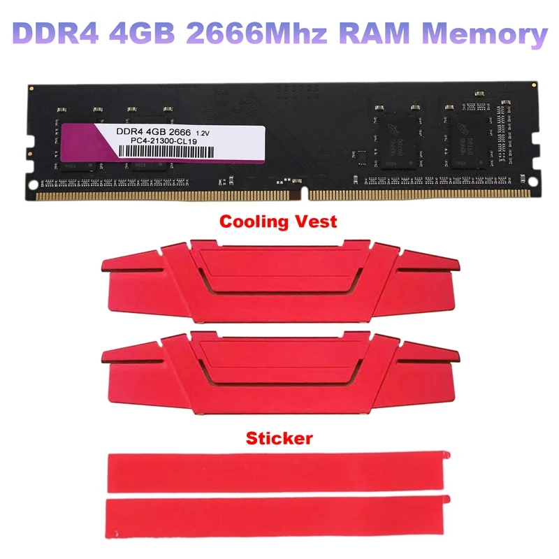 

HOT-DDR4 4GB 2666Mhz RAM Memory+Cooling Vest PC4-21300 1.2V PC 288Pin DIMM RAM For Desktop Computer Ram