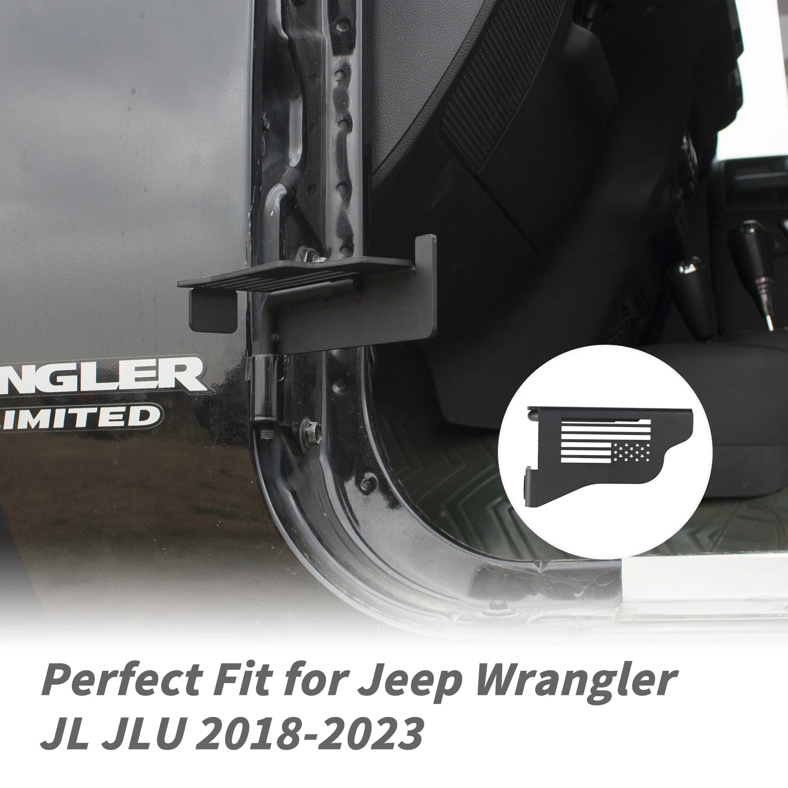 Фото Подножки-петли для дверей с флагом США, стальные, для Jeep Wrangler JK JL Gladiator JT 2007-2025, для внедорожников, внешние, для бездорожья №3