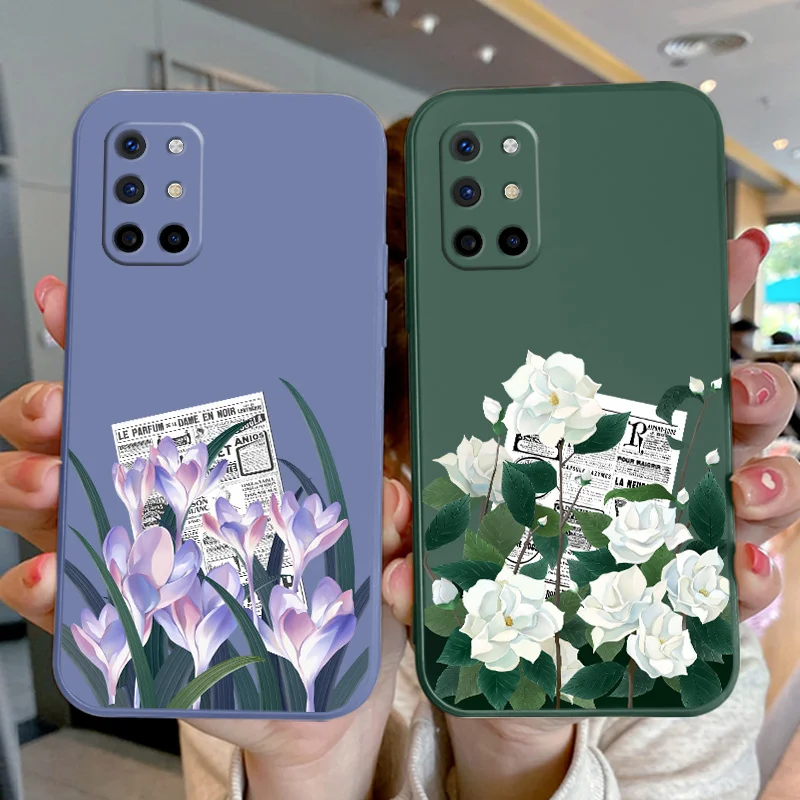 

Cartoon Flowers Phone Case For Oneplus 8t 9 9pro pro Liquid Silicone Cover