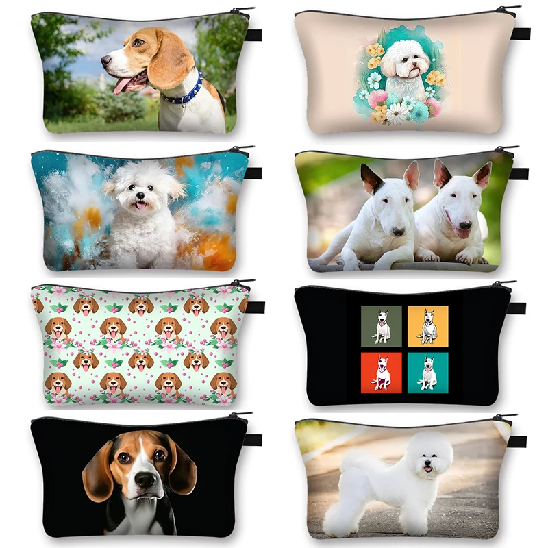 

Cute Bichon Frise Bull Terrier Print Cosmetic Case Women Beagle Makeup Bags Zipper Lipstick Bag For Travel Toiletry Bags Gift