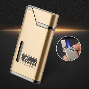 creative 1300 c blue flame windproof gas jet lighter butane turbo torch lighter for cigar metal gadgets mens kitchen flashlight free global shipping