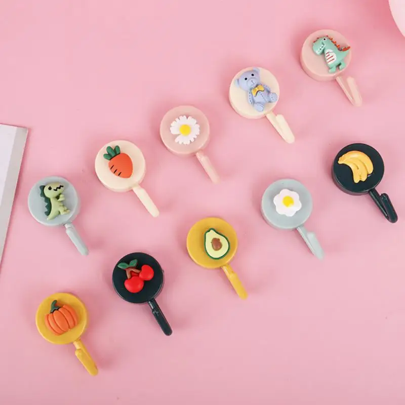 

Free Punching Wall Hooks Cartoon Fruit Wall Sticky Hooks Cartoon Shape Door Without Trace Mounted Wall Hook Organizer 2023 Hooks