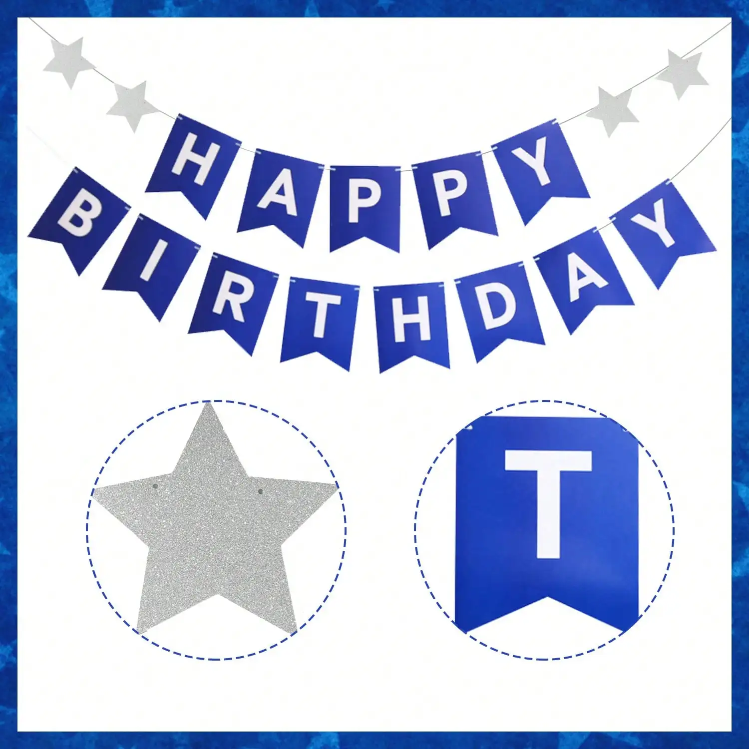 Украшение для вечеринки в честь Дня Рождения голубой фетровый баннер на день