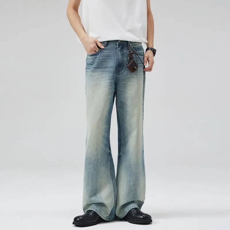 KSTUN 2025 Мужские расклешенные джинсы удобные джинсовые брюки светло-голубые