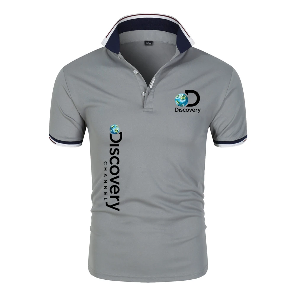 

Discovery Channel 2023 Summer High Quality Men's Polo Shirt Casual Breathable Short Sleeve Men's Shirt Stand up Polo Shirt
