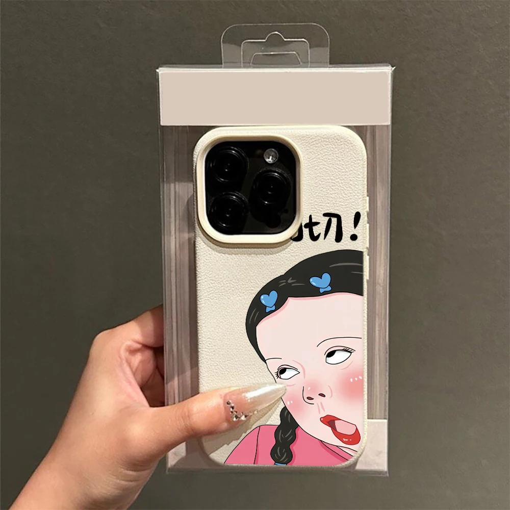 Фото Мягкий чехол для iPhone 11 12 13 14 15 16 17 Pro Max Plus Air с креативным дизайном и забавным изображением милой девушки №1