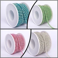 10 yardsroll 1 row opal glass rhinestone cup chain ss6 ss12 blue green pink white sewn on chain rhinestones for sewing clothes