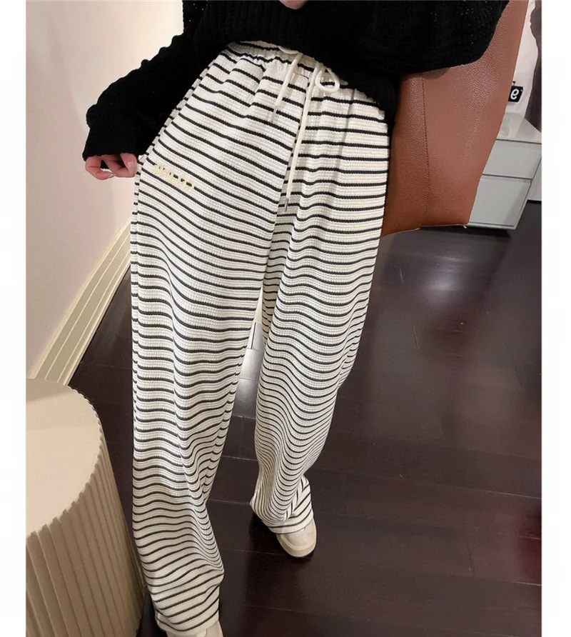 

2023 Women Long Pants Fashion Designer Stripe Pants Loose Style Brand Pants for Women Holiday and Vocation Pants