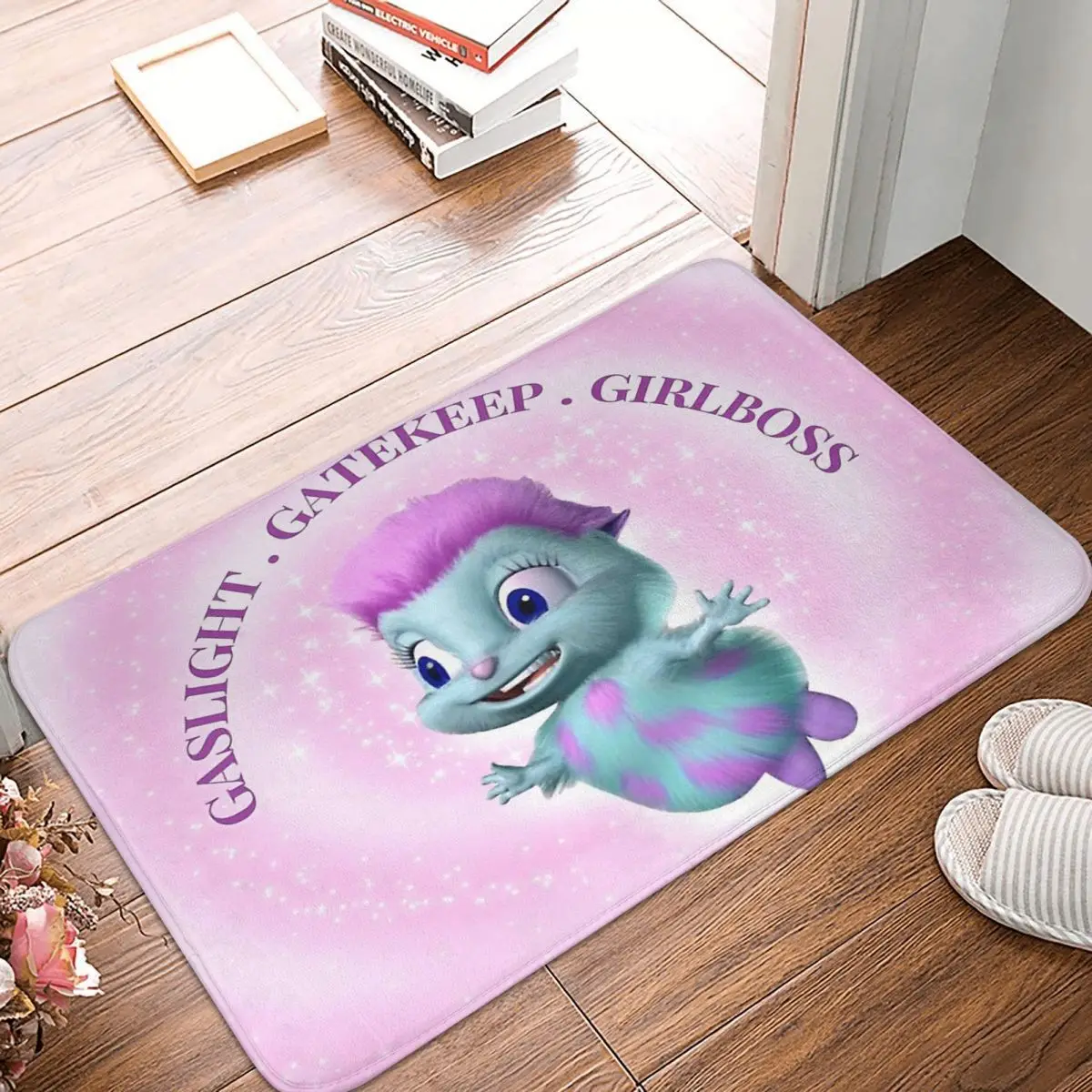 

Bibble A Cartoon Character Non-slip Doormat Gaslight Gatekeep Girlboss Bath Kitchen Mat Prayer Carpet Indoor Pattern Decor