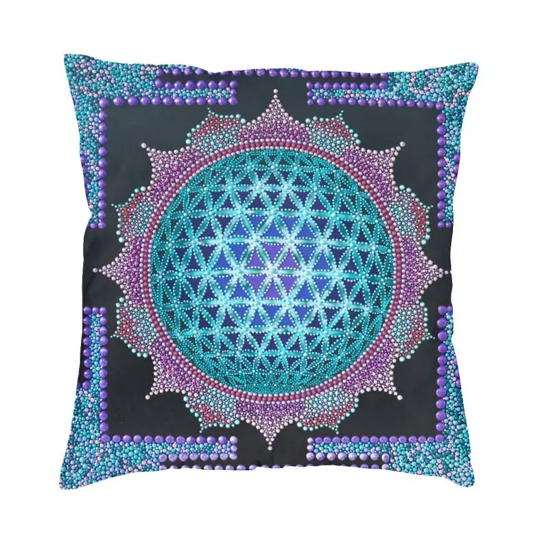

Luxury Flower Of Life Throw Pillow Case Bedding Decor Home Sacred Geometry Mandala Cushions Cover for Sofa Square Pillowcase
