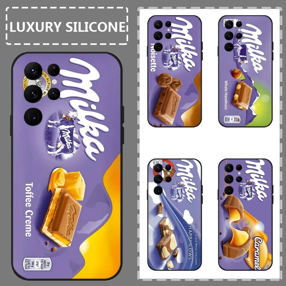 Фото Chocolate M-MilkaS BoxS Phone Case For Samsung Galaxy S24 Ultra S22 S23 Ultra S21 S20 5G Protective Silicone TPU Funda №1