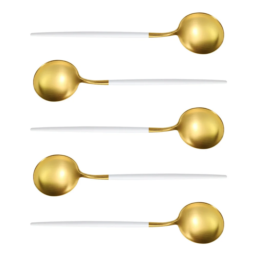 

Spoon Spoons Soup Dessert Stirring Sugar Ice Cream Coffee Appetizerteasteel Stainless Gold Espresso Kids Dinner Metal Caviar