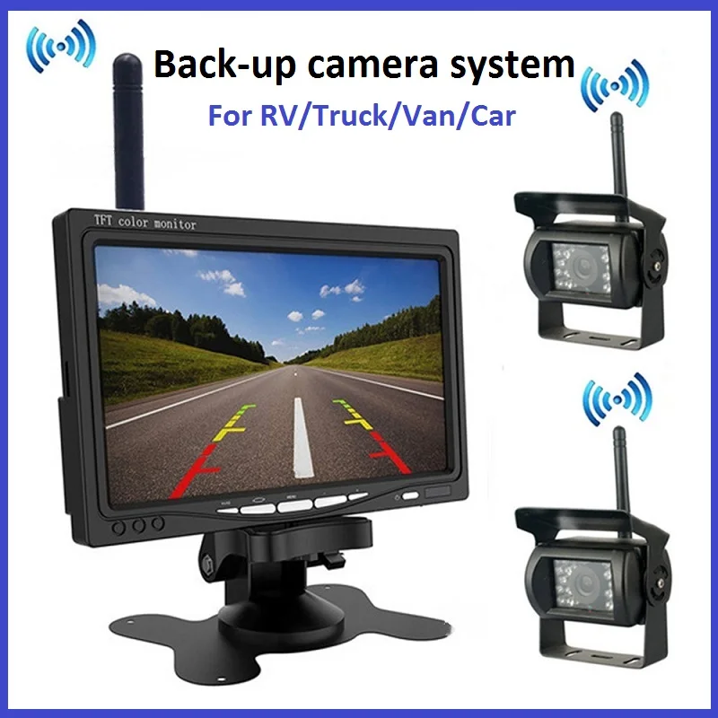 

Wireless Truck Rear View Camera 7inch Car Monitor With Reverse Lmage System For Trucks RV 12-24V 18 infrared lights Night Vision