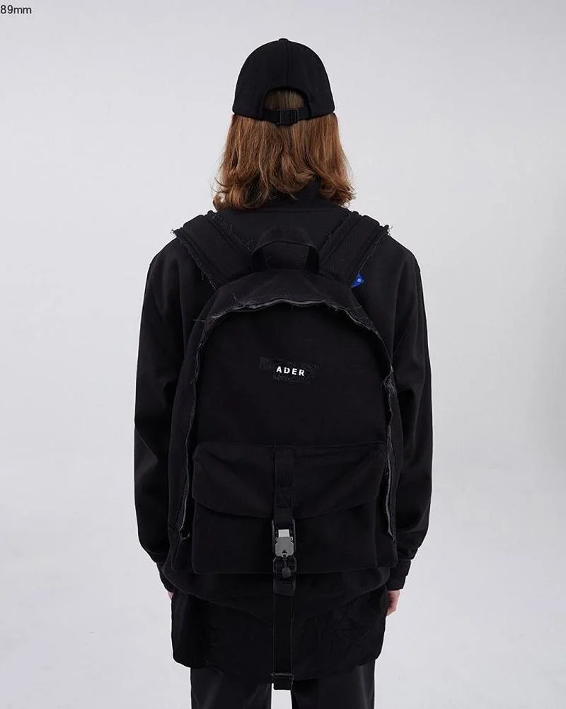 

22SS Sticker Letter Logo ADER ERROR Backpack Unisex Heavy Fabric ADER Bag High Street Four Seasons Haikyuu Jaqueta