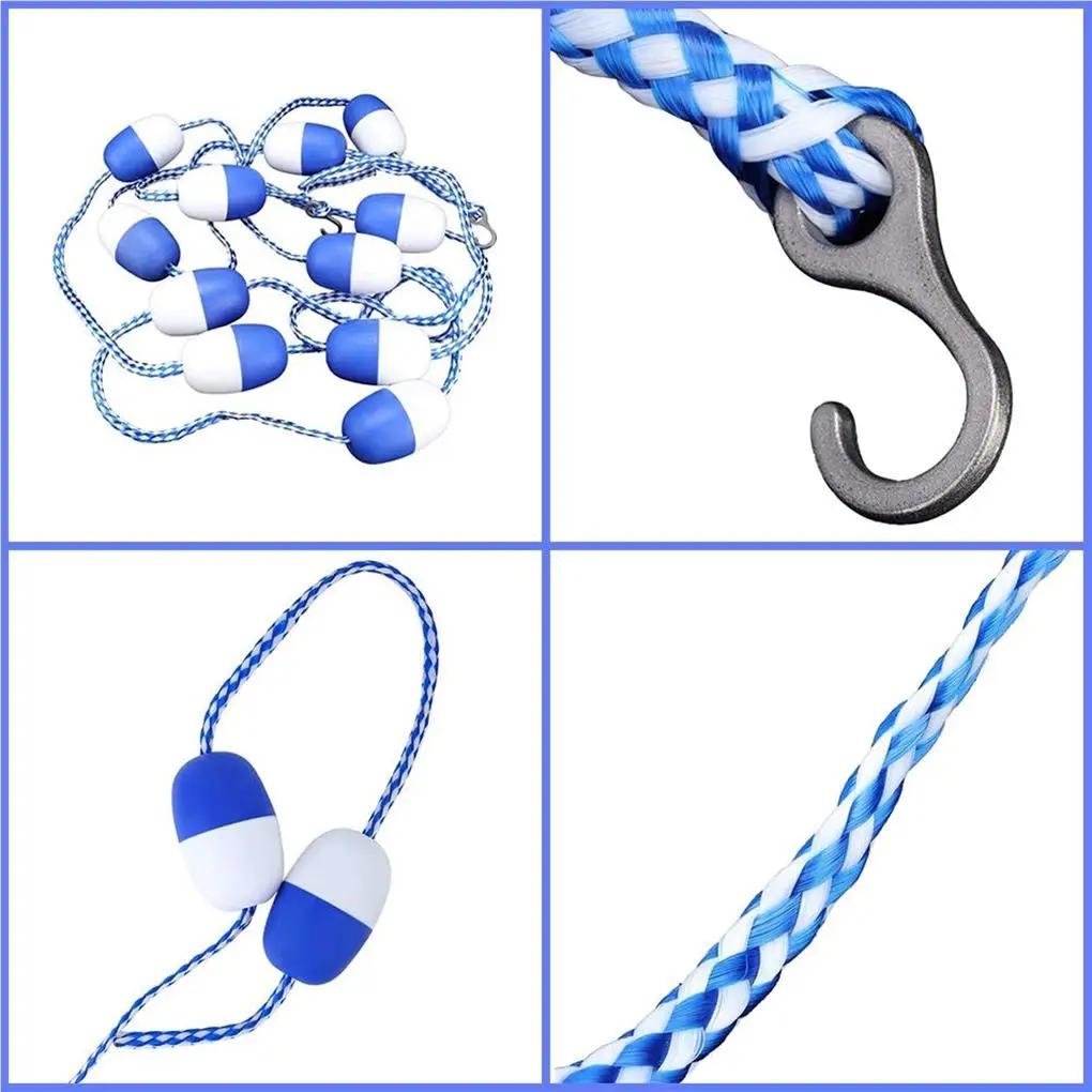 

Safety Divider Rope with Hooks Lightweight Nylon Security Lane Separation Ropes Strong Buoyancy Buoy Lines Pool Accessories