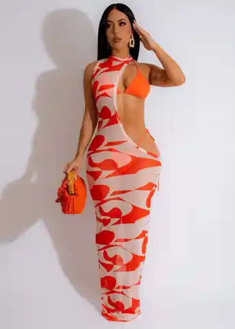 LEOSD Fashion Sexy Bikini Set 3 Piece Mujer Irregular One-shoulder Mesh Dress and  Swimwear Women Beach  Suit Sets Women