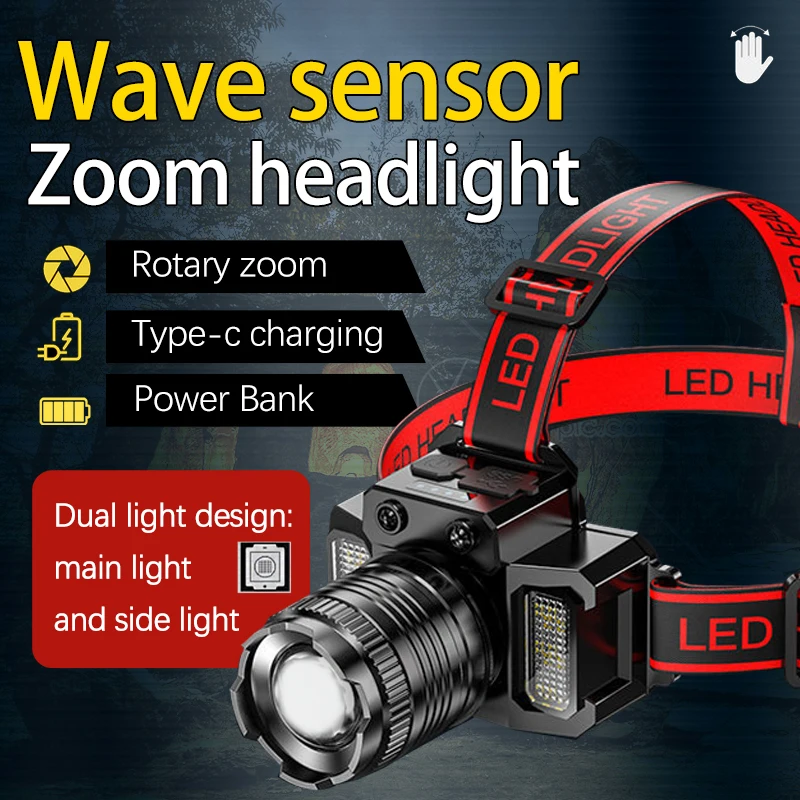 Head-mounted searchlight waterproof durable mini rechargeable light soft built-in large capacity lithium battery