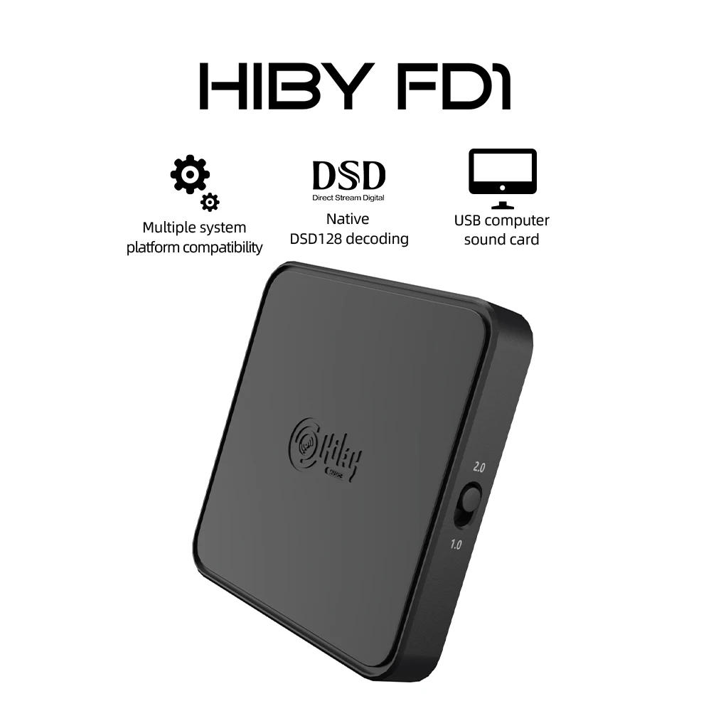 

Усилитель для наушников HiBy FD1 Deskstop DAC USB декодирование аудио DSD128 3,5/2,5 мм выход для смартфонов Windows Android iOS MacOS