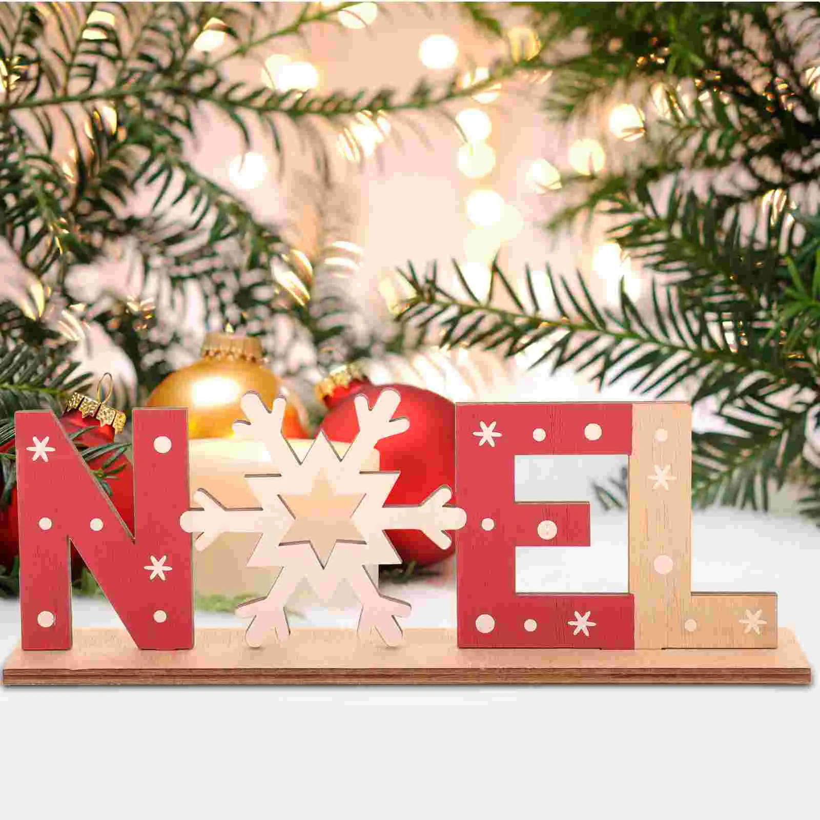 

Christmas Holiday Noel Wood Sign Christmas Holiday Snowflake Wood Plaque Sign Xmas Party Tabletop Decoration