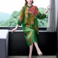 spring summer long sleeve elegant bodycon midi dress women floral mulberry silk size dress 2022 elegant bodyocn party dress