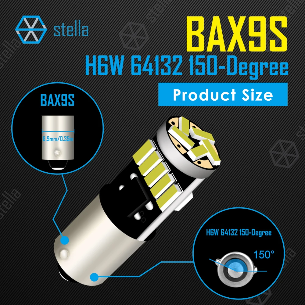 

Светодиодные Лампы Stella BA9S (2 Шт.), BAY9S, BAX9S, 6000K, Белый Свет, 12В, Для Сигнальных Огней Автомобиля
