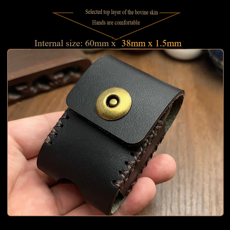 Фото Кожаный чехол для зажигалки ZIPPO Zorro, кобура с стальным зажимом для ремня, чехол для зажигалки 902 902S, аксессуар для сигарет, винтажный стиль, 16 цветов №2