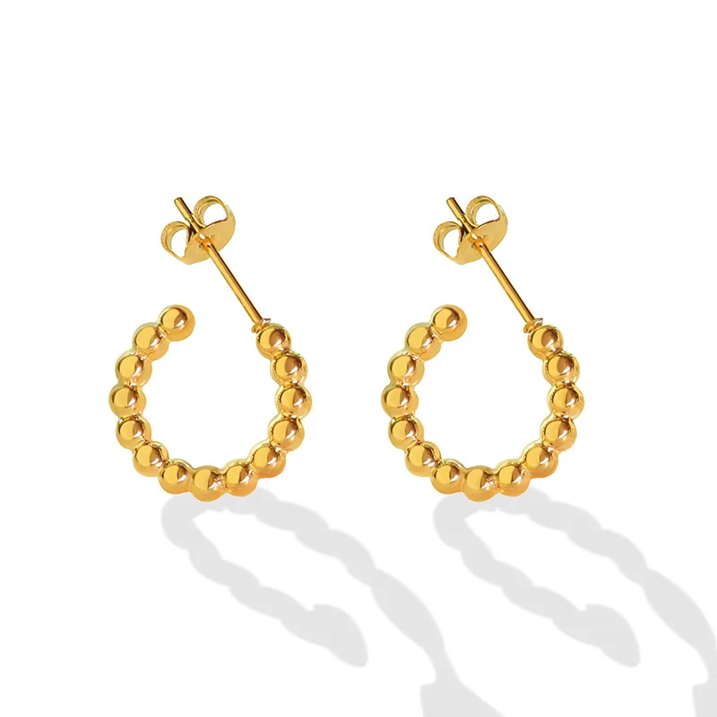 

Titanium Steel Plated 18K Real Gold Stud Earrings Personality Simple And Niche C-shaped Design Sense Woman Earring Ins Jewelry