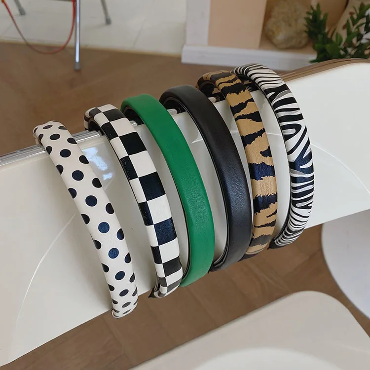 

Vintage PU Leather Headband Hairbands Solid Headwear for Women Girls Fashion Hair Band Chic Hair Hoop Hair Accessories