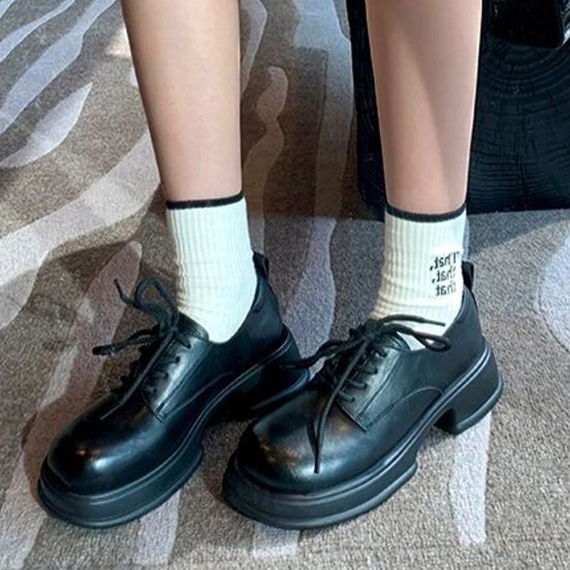 

Женские повседневные лоферы на платформе и высоком каблуке, классические туфли мэри джейн в стиле Лолиты на массивном каблуке, осенняя модн...