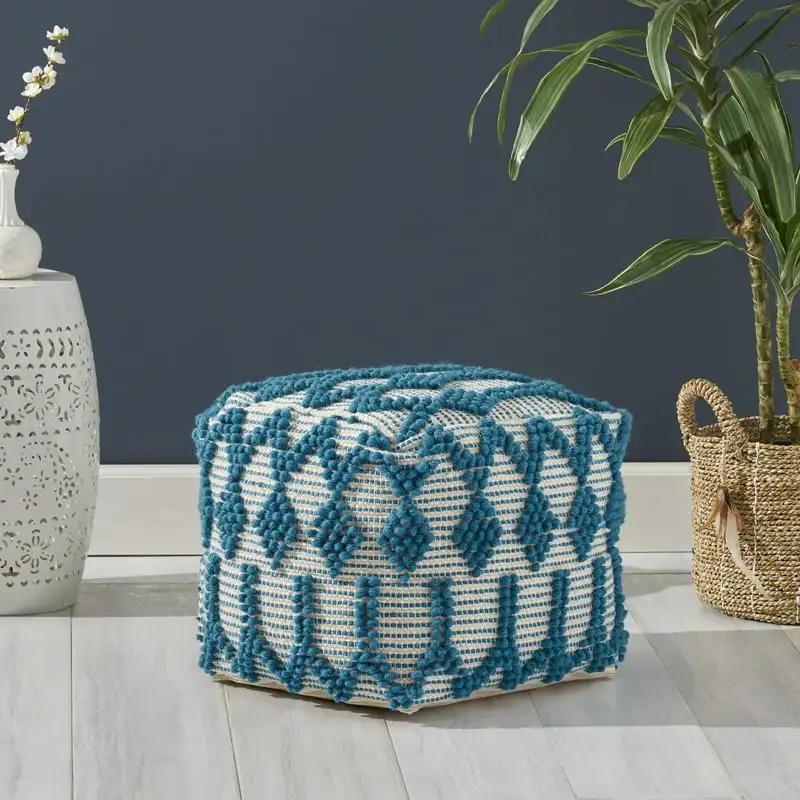 

Cube Geometric Tufted Wool Pouf