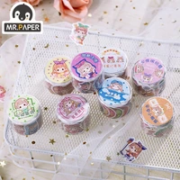 mr paper 8 design die cut washi tape 100 pieces of independent tape hand account diy decoration material masking tape