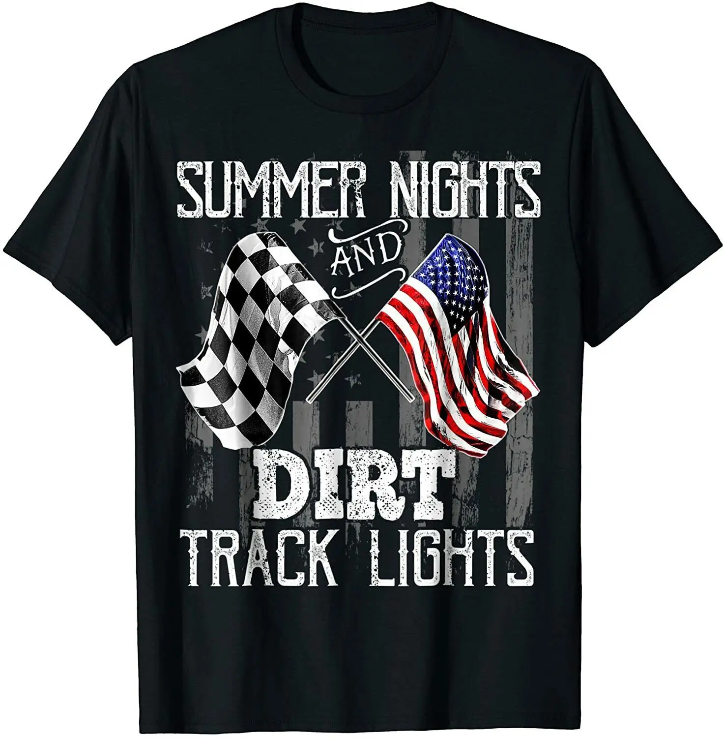 

Summer Nights Dirt Track Lights Racing O-Neck Cotton T Shirt Men Casual Vintage Tees Tops Dropshipping