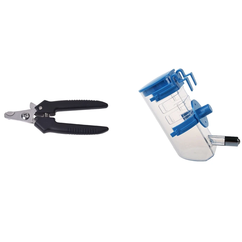 

1 Pcs Black Dog Nail Clipper & 1 Pcs Dog Cat Puppy Drinking Water Bottle Pet Water Dispenser -Blue
