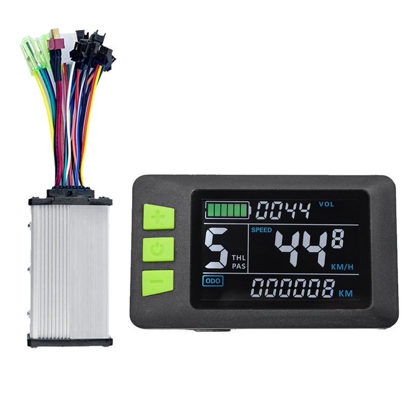 

P3C Colorful LCD Screen Dashboard 24/36/48/60V E-Bike Meter+36V 350W Sine Wave Controller For E-Scooter (5PIN)