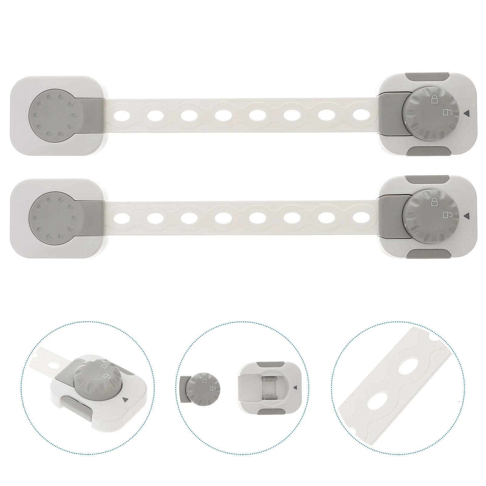 

2Pcs Child Safety Strap Locks Infant Protection Lock Multifunction Lock for Fridge Cabinets Drawers Dishwasher Toilet ( Grey )