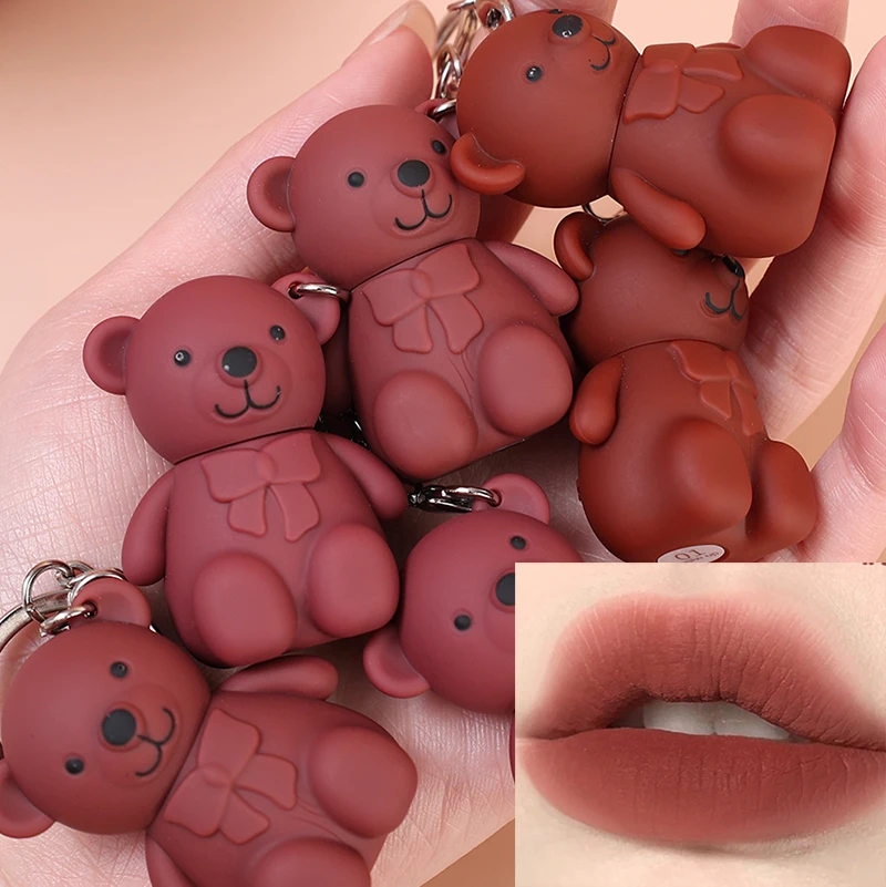 

Matte Velvet Lip Gloss Waterproof Long Lasting Cute Bear Lip Glaze Silky Smooth Liquid Lipstick Sexy Red Portable Women Makeup