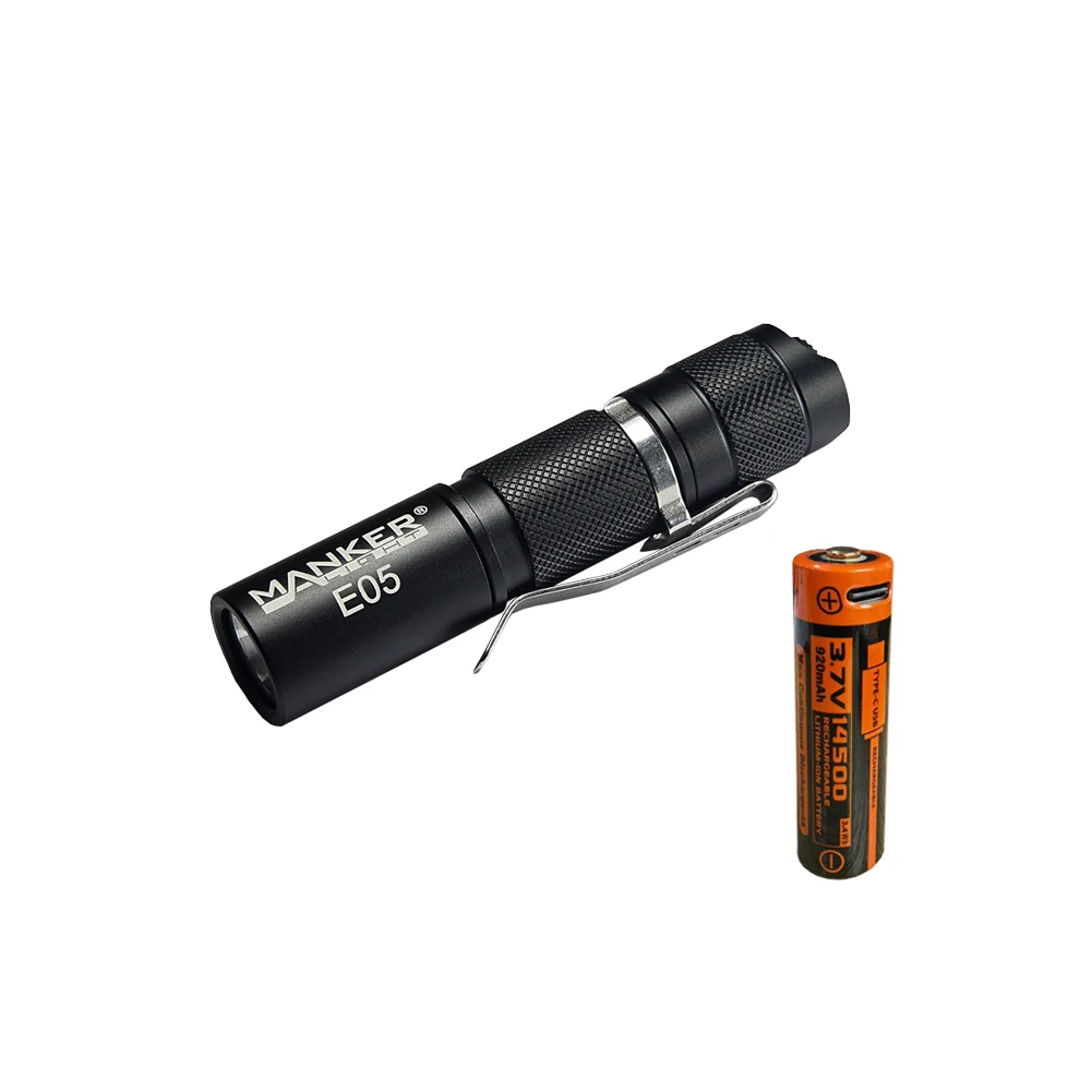 Карманный фонарик Manker E05 400 люмен + 920 мАч Type-C USB Перезаряжаемый Аккумулятор 14500 |