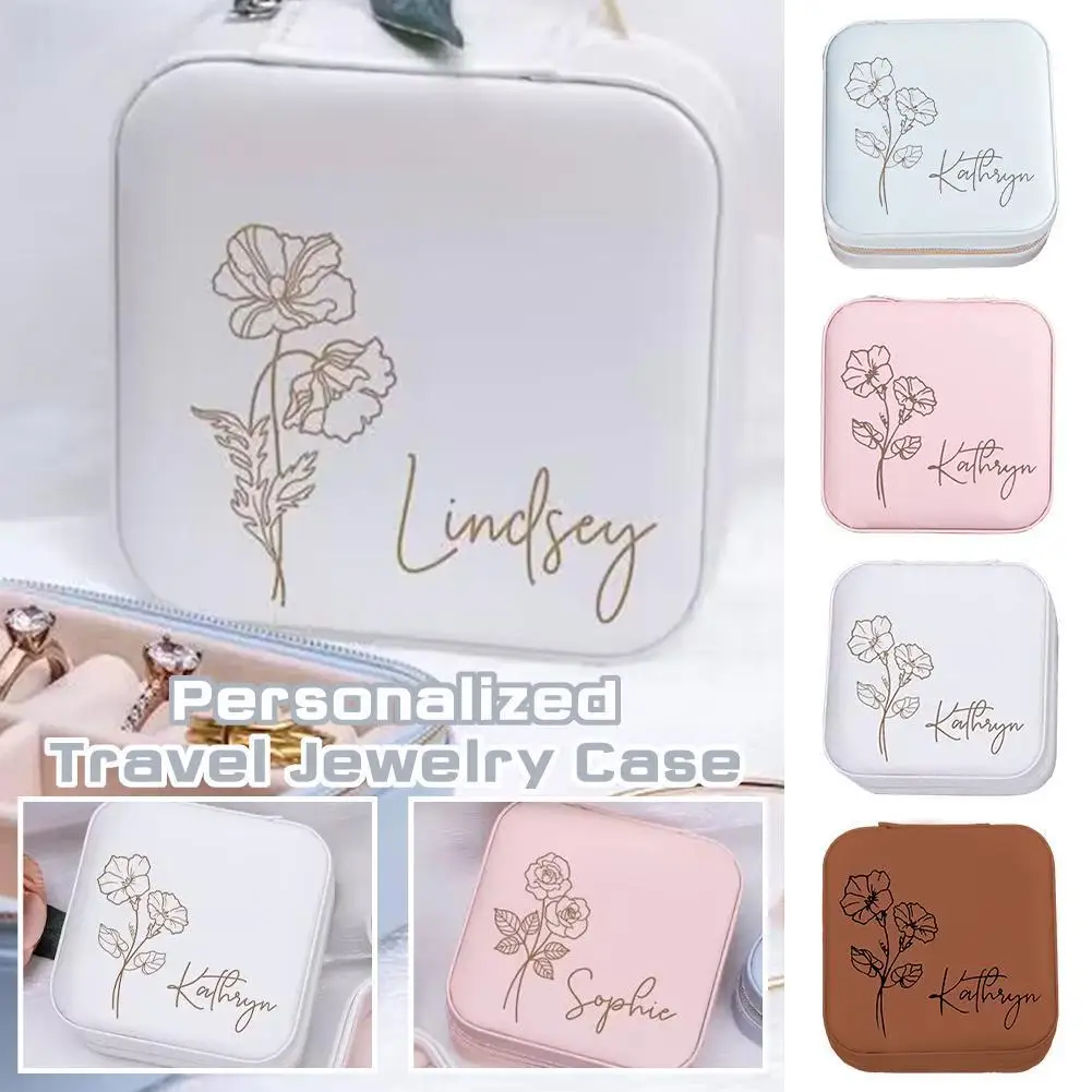 

Personalized Jewelry Box for Women Customized Jewelry Box Name and Pattern Leather Jewelry Box Bride Jewelry Travel Storage L0R6