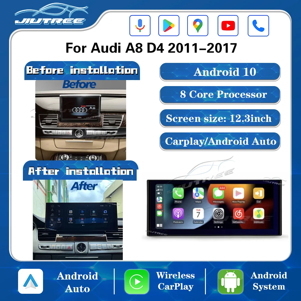 

Android Car Radio For Audi A8 D4 2011 2012 2013 2014-2017 GPS Navigation Stereo Built In Carplay Unit 128GB Multimedia Player